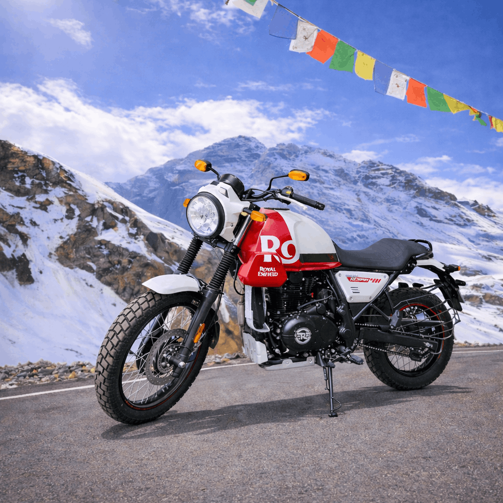 Royal Enfield Scram 411 bike available for rent in Manali for mountain and adventure trips