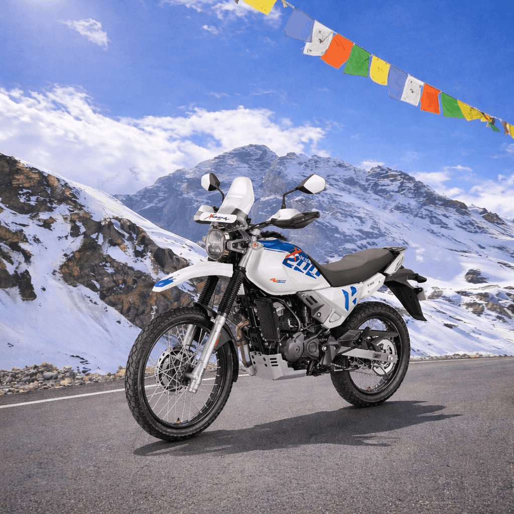 Hero Xpulse motorbike on mountain road in Manali – adventure bike rental service